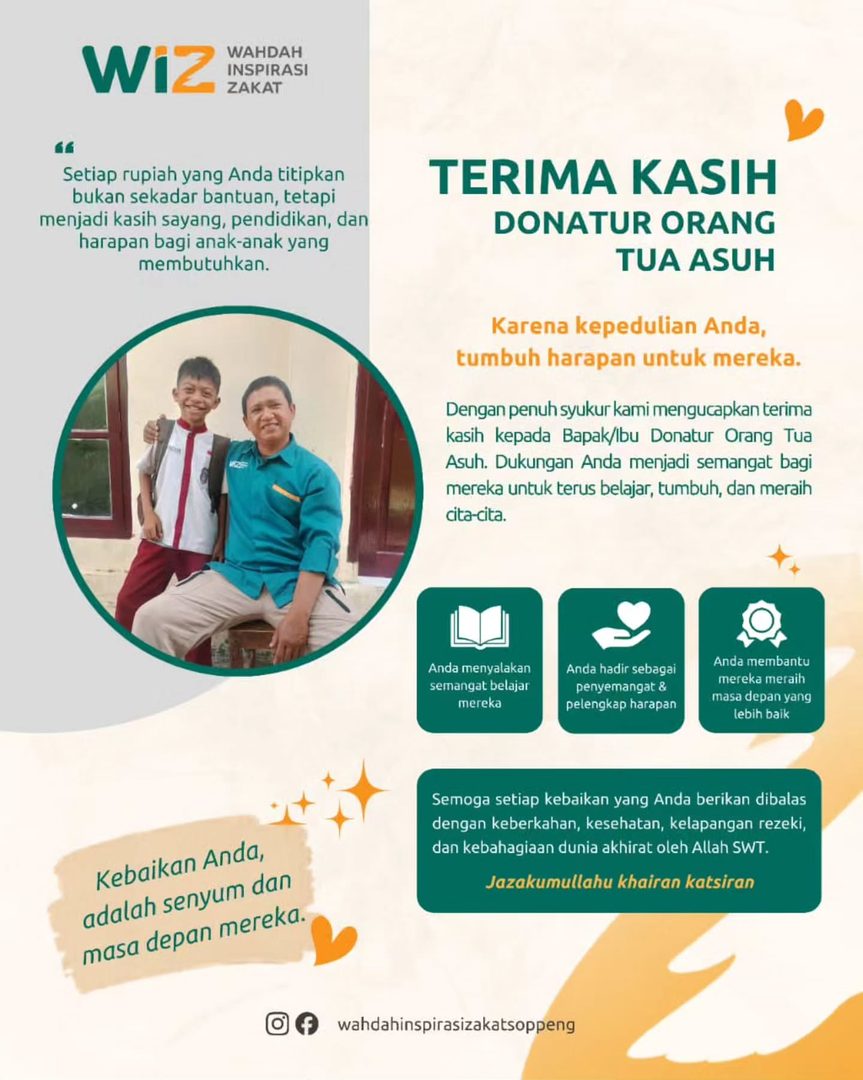Terima kasih donatur Orang Tua Asuh